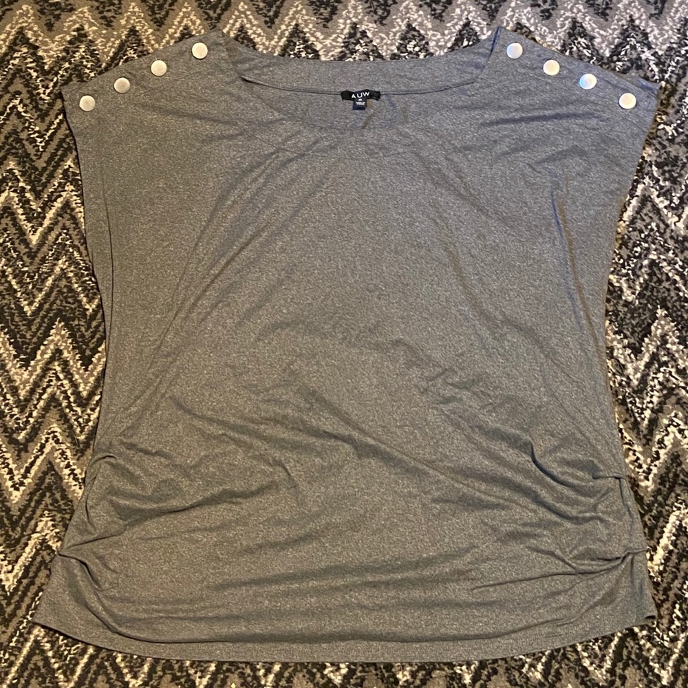 soft grey short sleeved shirt